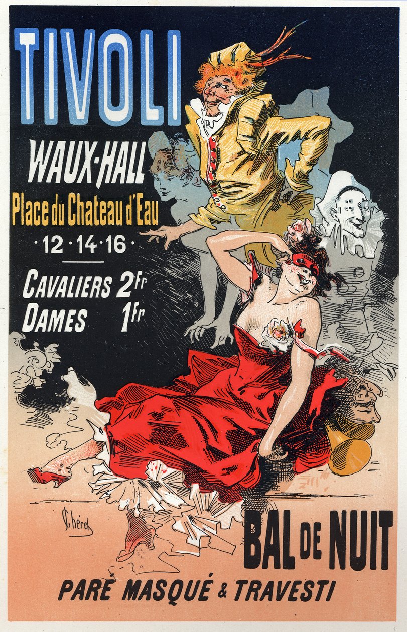 Kunst. Unterhaltung. Maskenball im Tivoli Waux Hall, Paris. Plakat von Jules Cheret, Frankreich, ca. 1870 von Jules Cheret