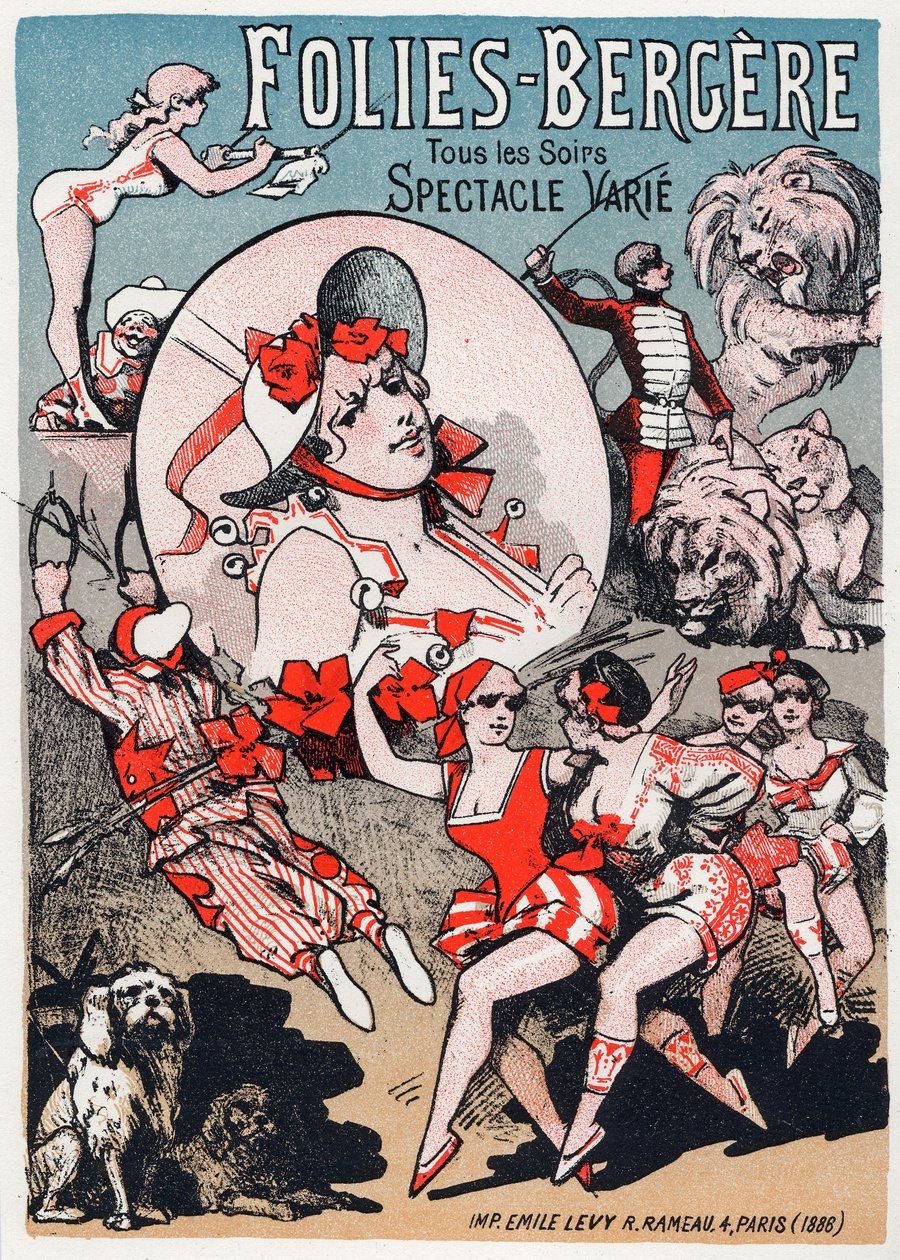 Show im Folies Bergeres, Paris. Plakat von Jules Cheret, Frankreich von Jules Cheret