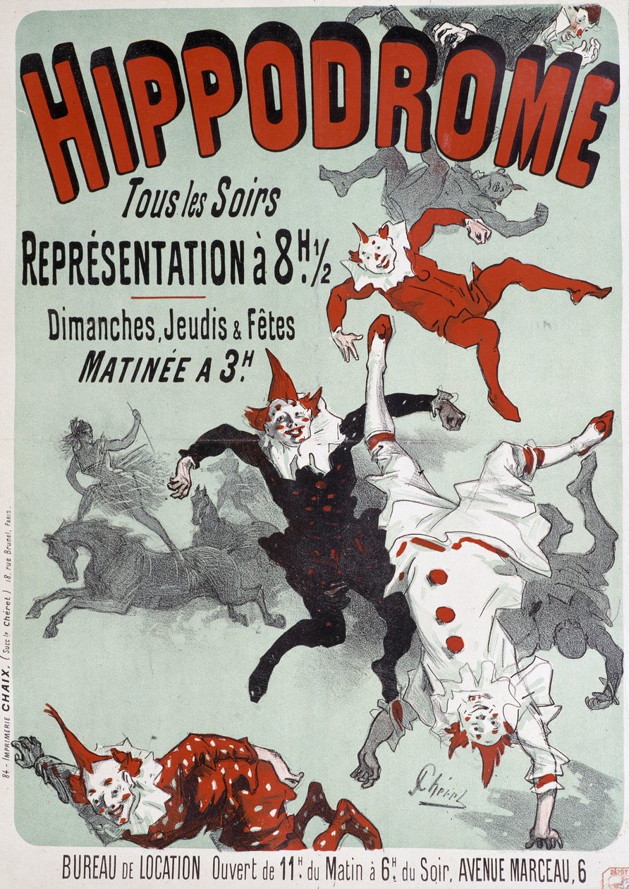 Zirkusvorstellung im Hippodrom - Plakat von Jules Chéret, Ende des 19. Jahrhunderts von Jules Cheret