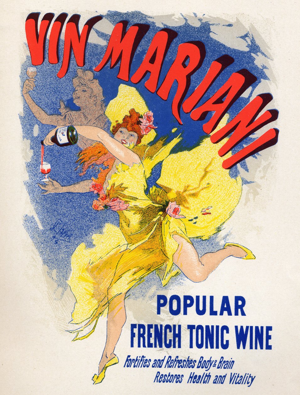 Lebensmittel und Getränke. Mariani Französischer Tonic Wein (erster Kokainwein). Plakat von Jules Cheret (1836-1932), Frankreich von Jules Cheret