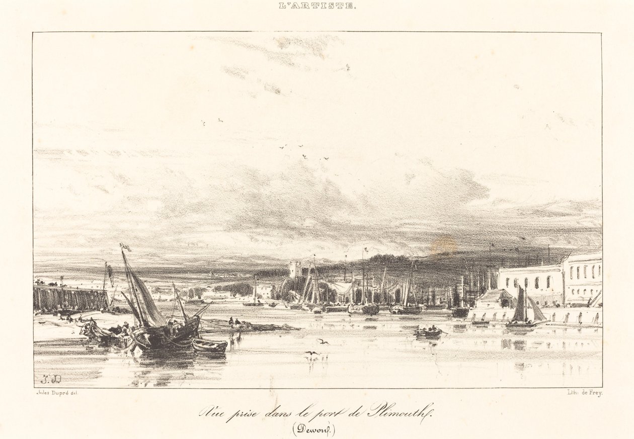Ansicht im Hafen von Plymouth von Jules Dupré