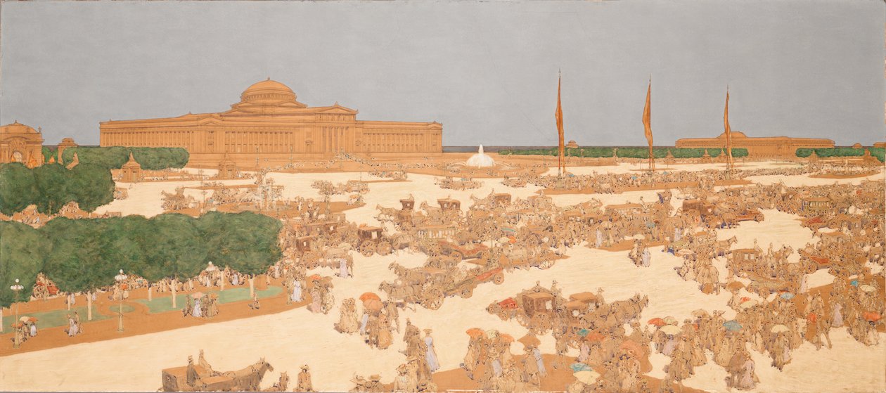 Gemälde von Jules Guerin des vorgeschlagenen Platzes an der Michigan Avenue von Jules Guerin