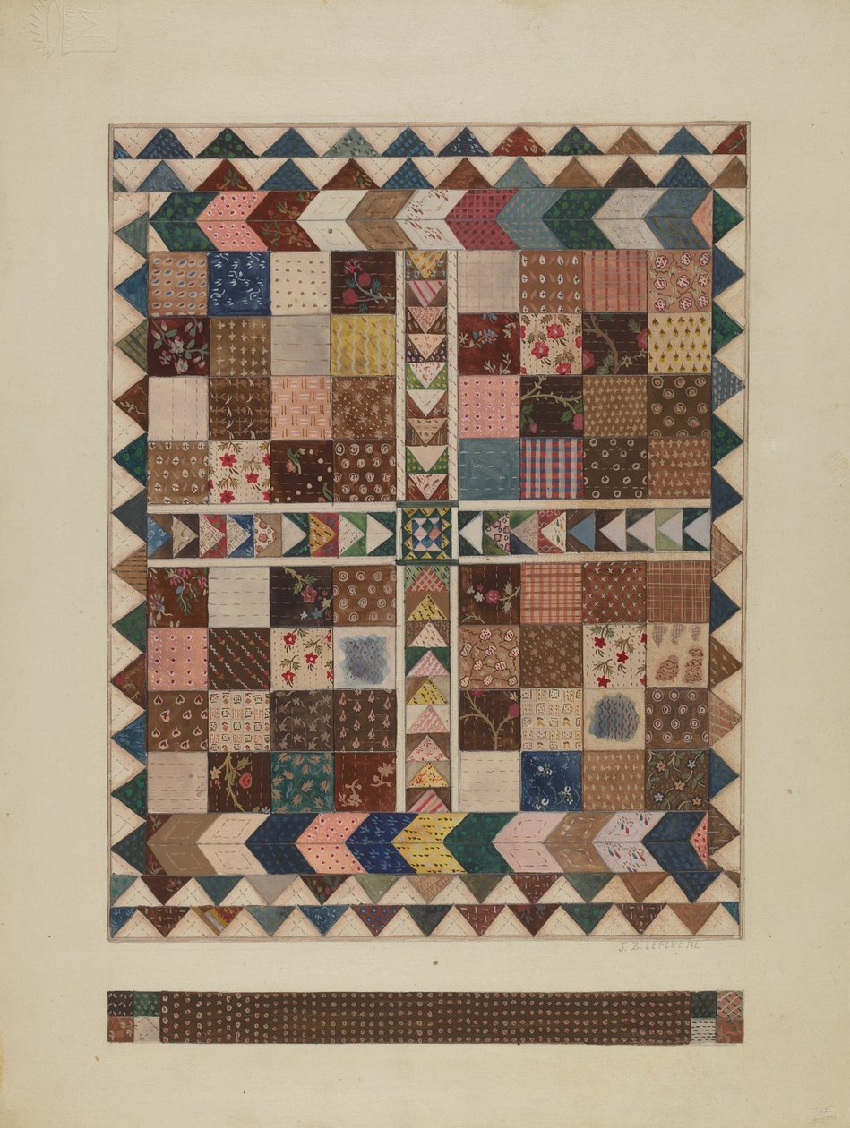 Patchwork-Kinderbettdecke, 1935-1942 von Jules Lefevere