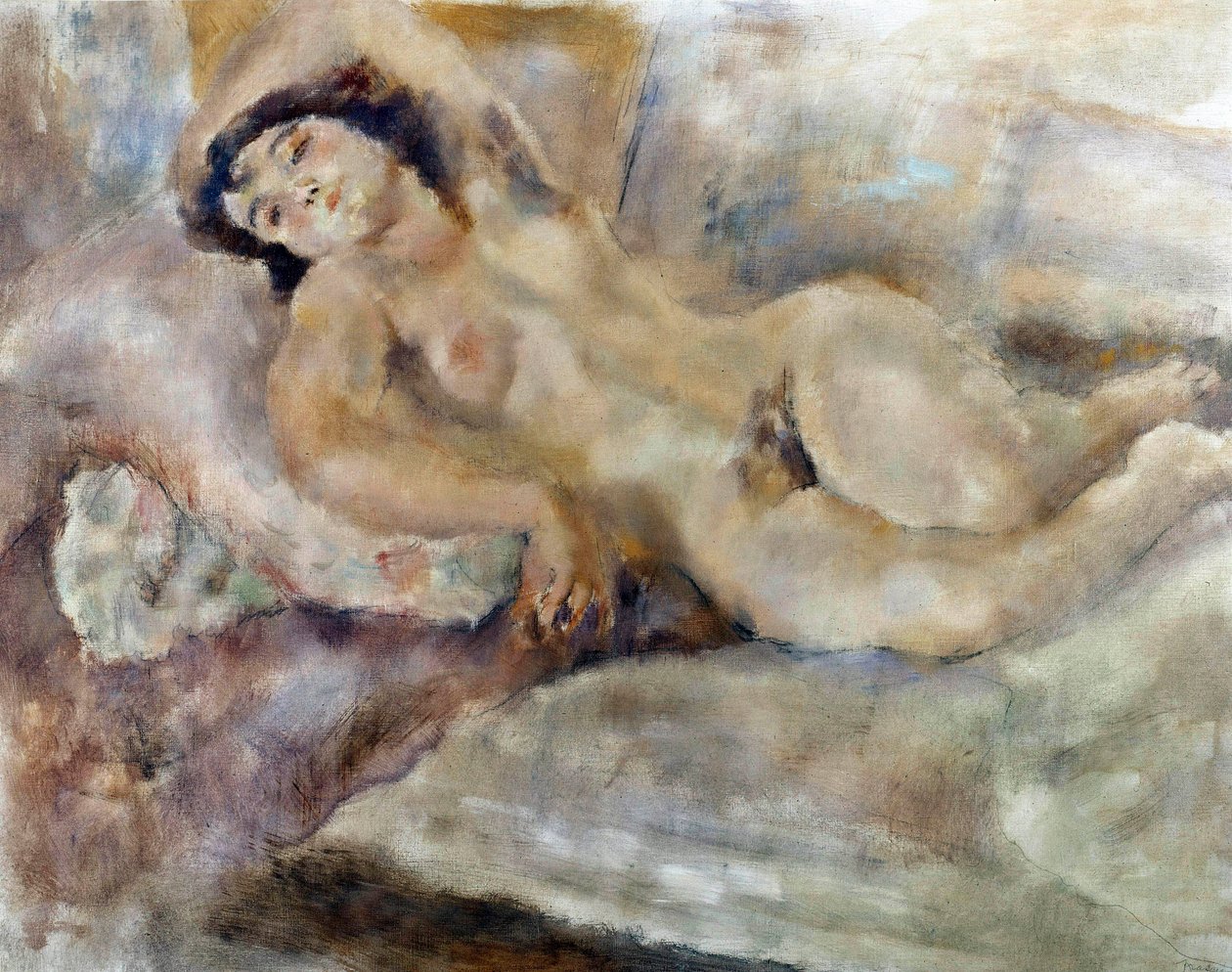 Manolita, eine ausgestreckte nackte Frau von Jules Pascin
