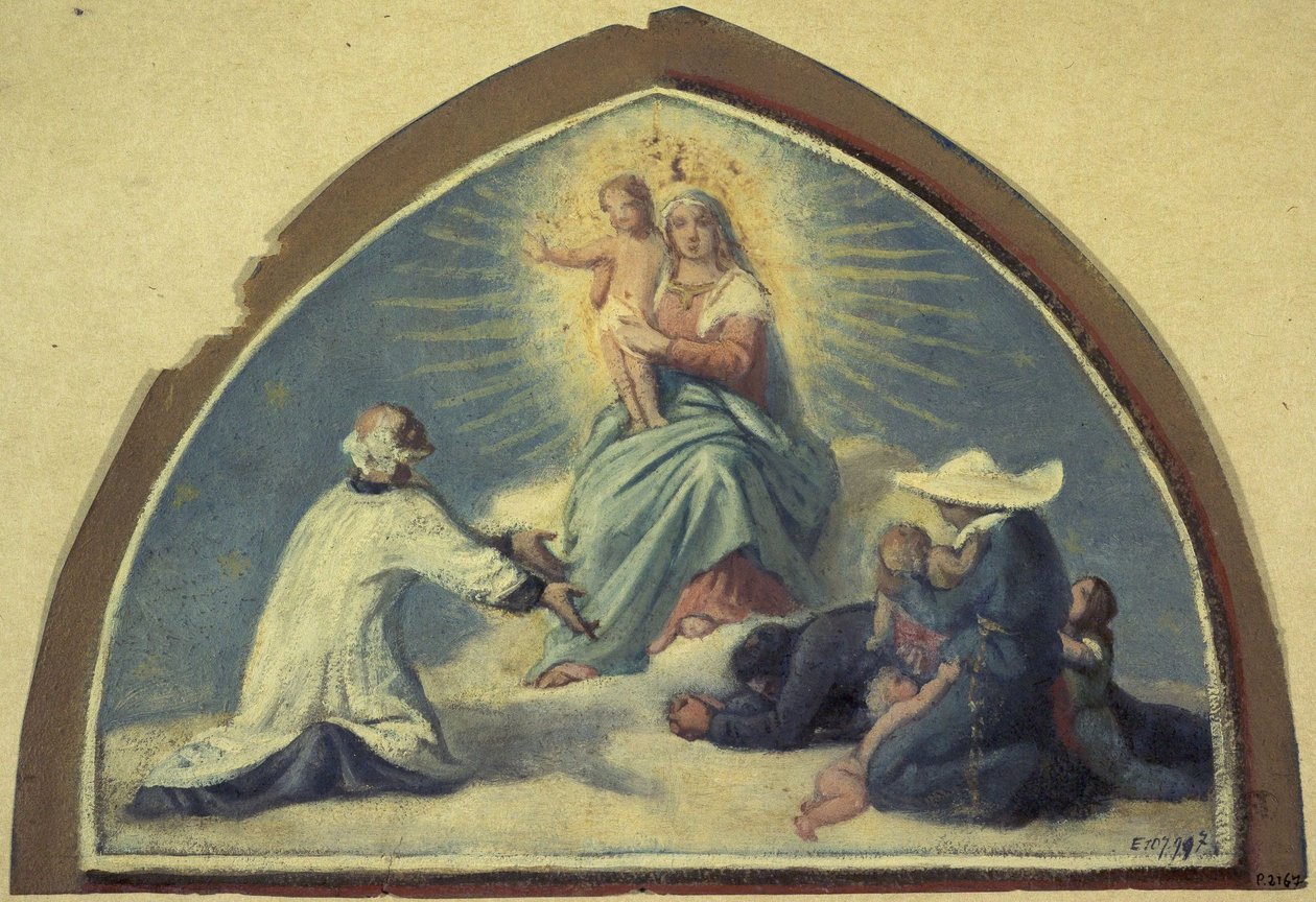 Die Jungfrau präsentiert das Jesuskind dem heiligen Vinzenz von Paul von Jules Richomme