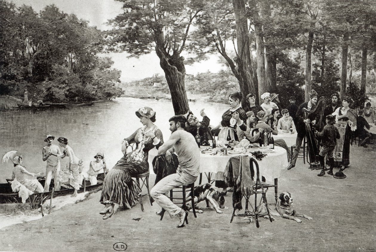 Szene am Ufer der Marne (Phototypie) von Jules Scalbert