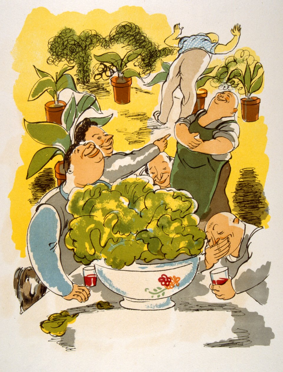 Humorvolle Weinillustration 1946. Illustration von Julien Pavil von Julien Pavil