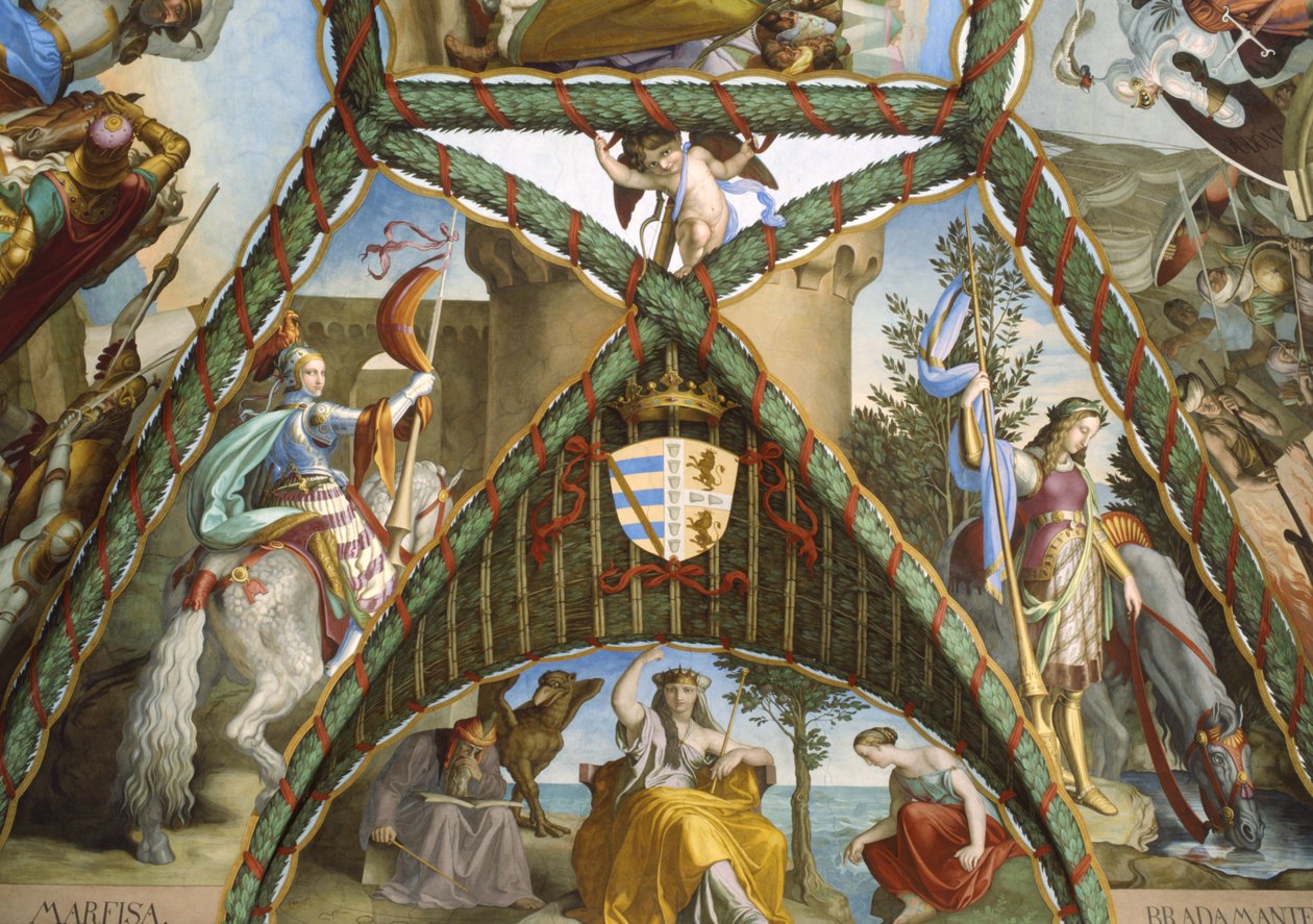 Die Zauberinnen Melissa, Atlante, Alcina und die Figuren von Marfisia und Bandimarte von Julius Schnorr von Carolsfeld