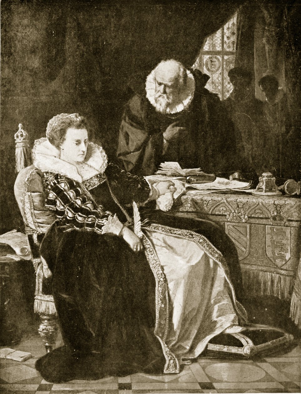 Elisabeth unterzeichnet Marias Todesurteil, Illustration aus 