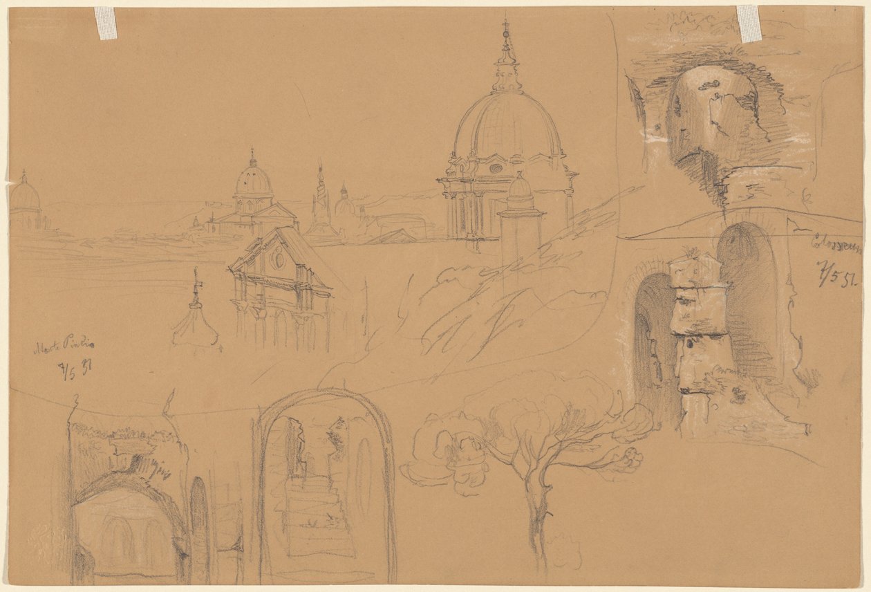Studien des Kolosseums und Monte Pincio (verso) von Julius Jacob the Elder