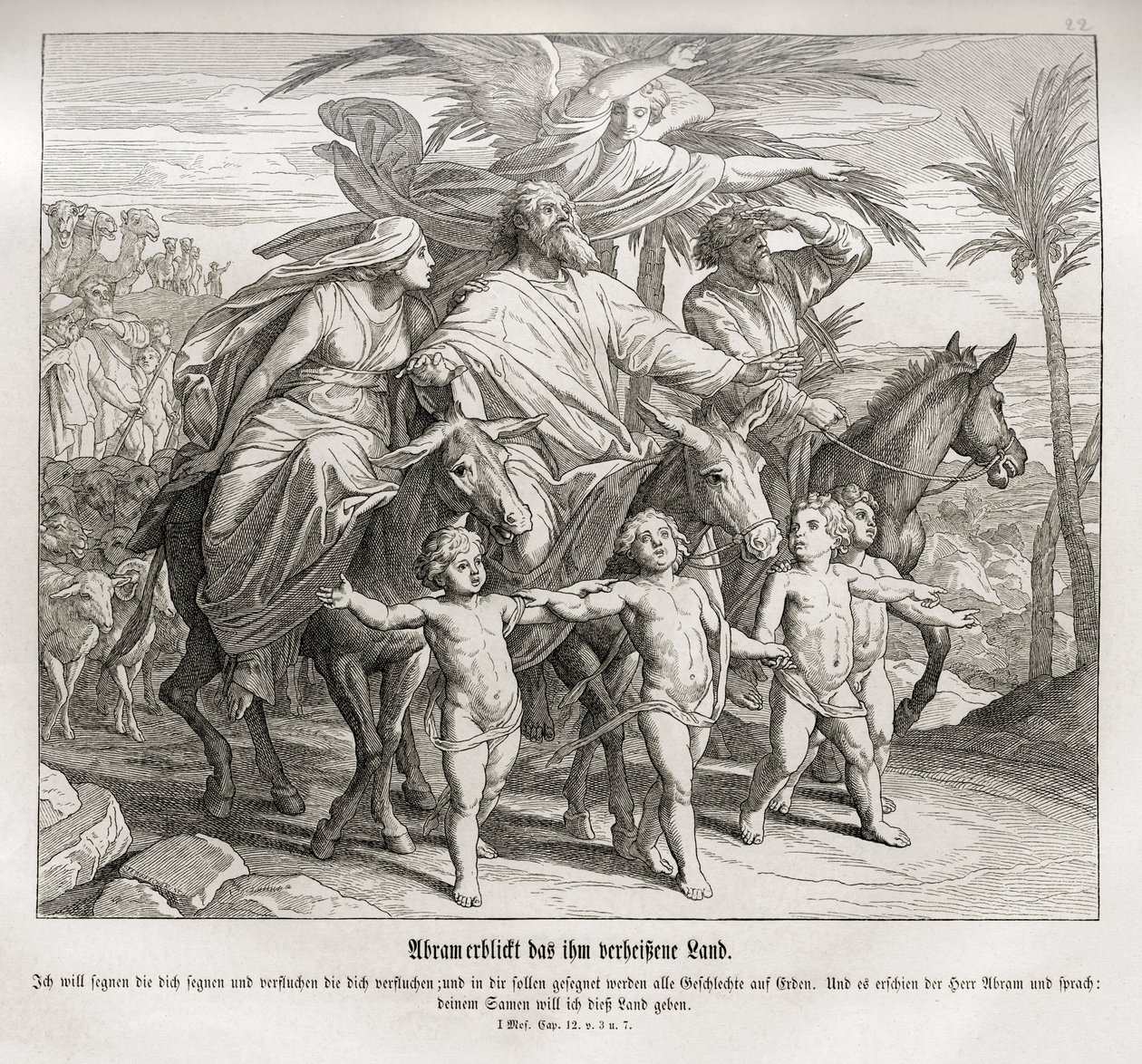 Abraham sieht das ihm versprochene Land, Genesis von Julius Schnorr von Carolsfeld