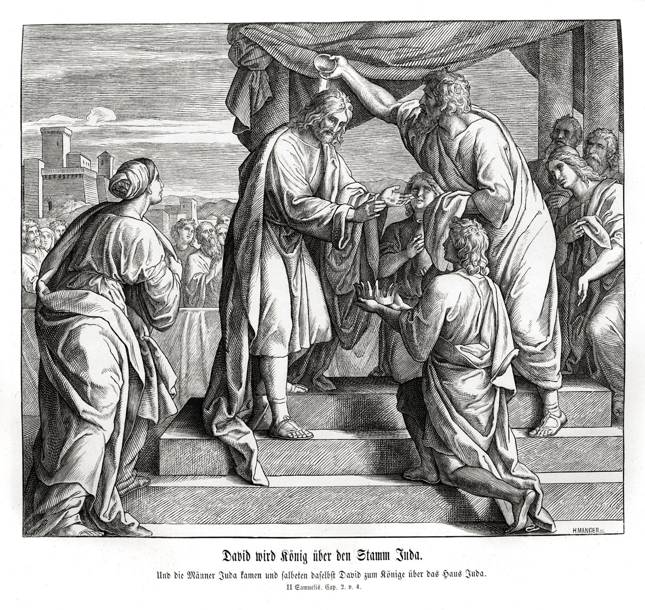 David wird König von Juda, 2. Samuel von Julius Schnorr von Carolsfeld