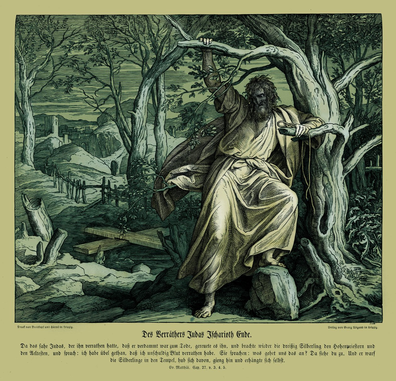 Tod von Judas Iskariot, Evangelium nach Matthäus von Julius Schnorr von Carolsfeld