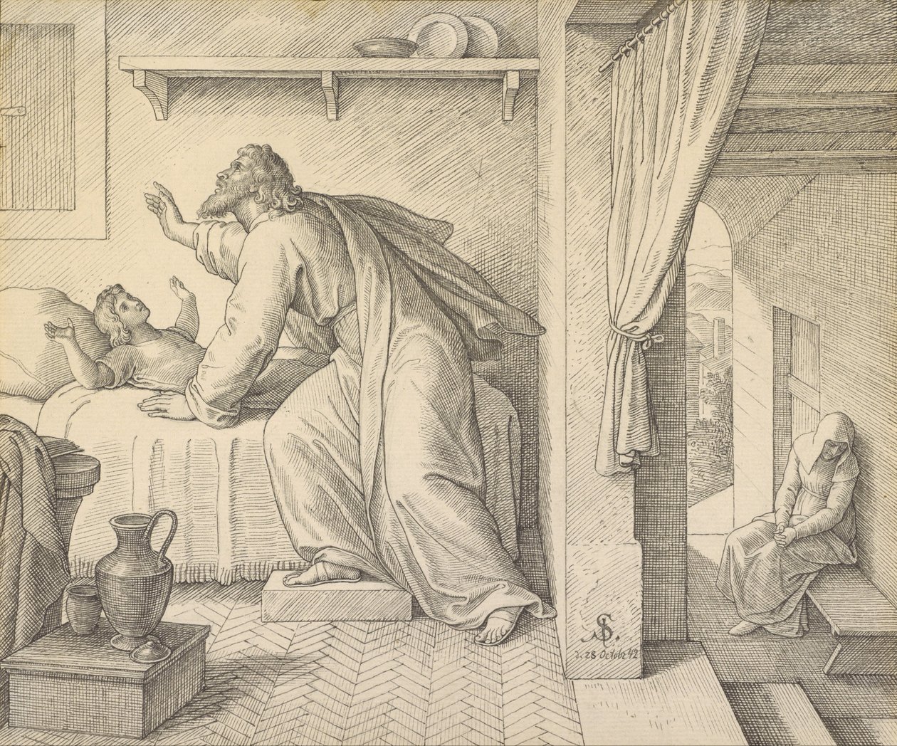 Elia erweckt den Sohn der Witwe von Zarpat von Julius Schnorr von Carolsfeld