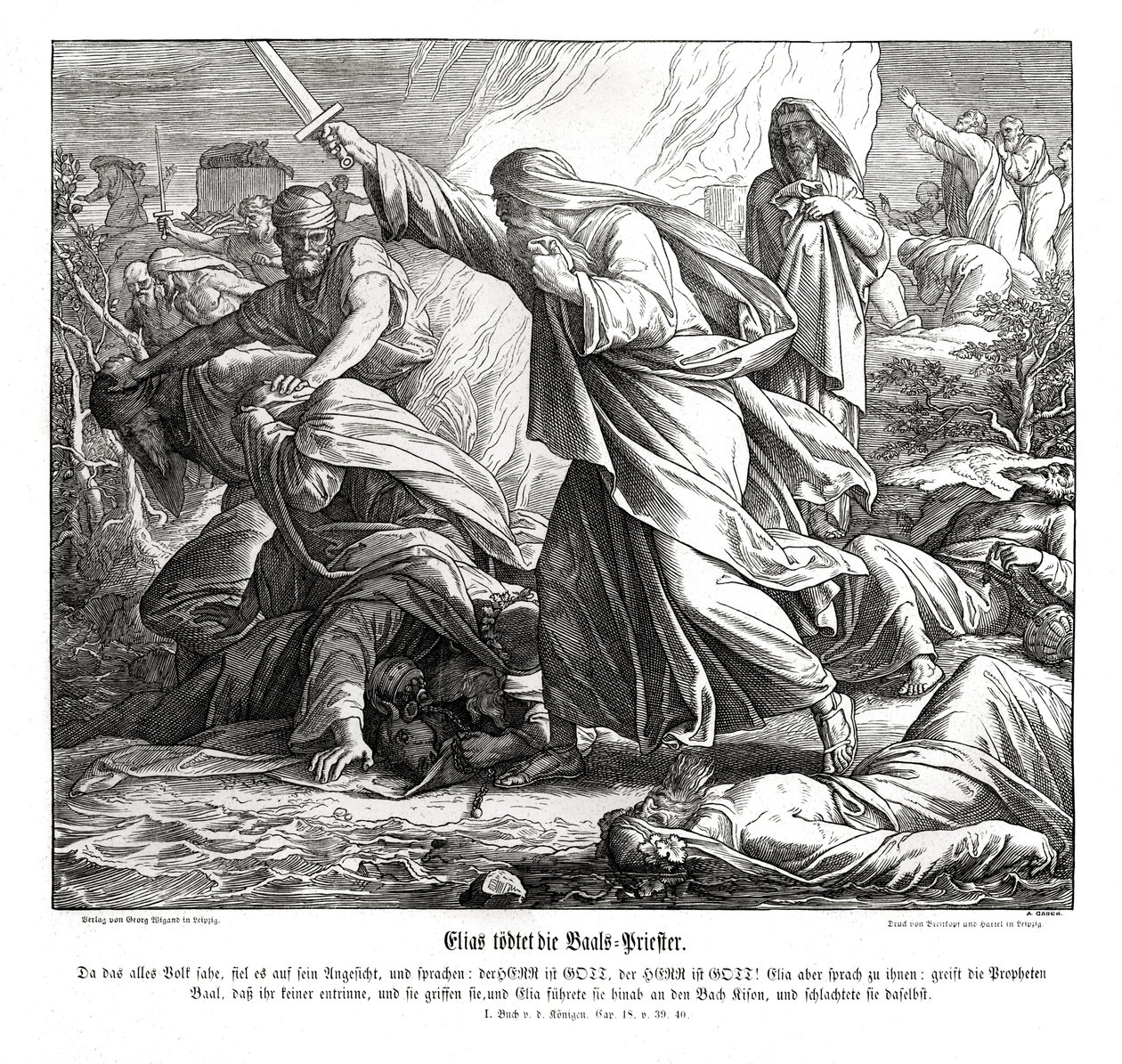 Elia tötet die Propheten Baals von Julius Schnorr von Carolsfeld