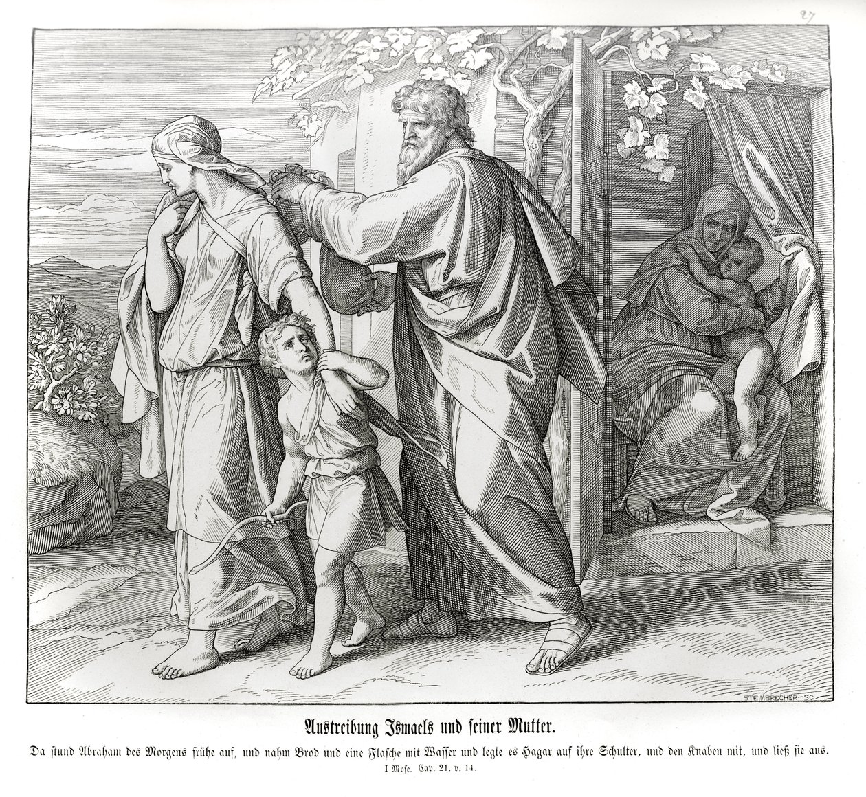 Hagar und Ismael werden weggeschickt, Genesis von Julius Schnorr von Carolsfeld