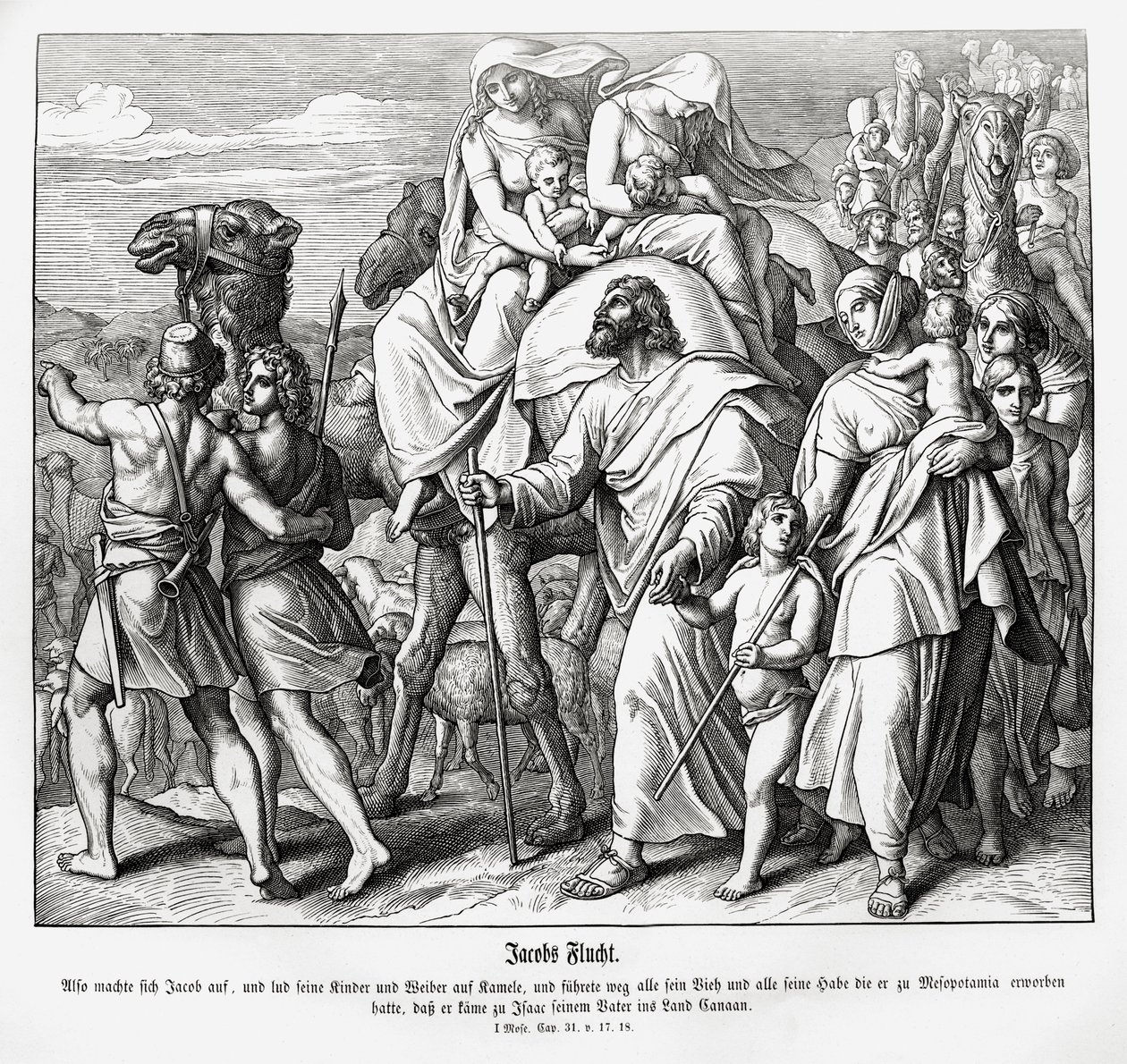Jakobs Flucht nach Kanaan, Genesis von Julius Schnorr von Carolsfeld