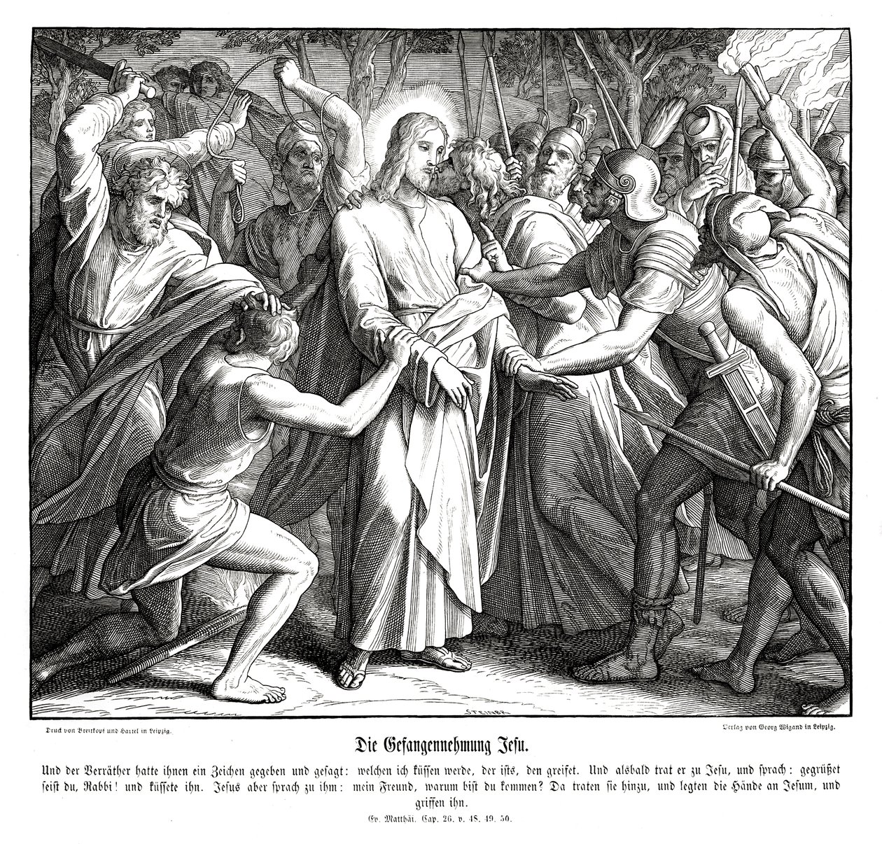 Jesu Verrat, Evangelium nach Matthäus von Julius Schnorr von Carolsfeld