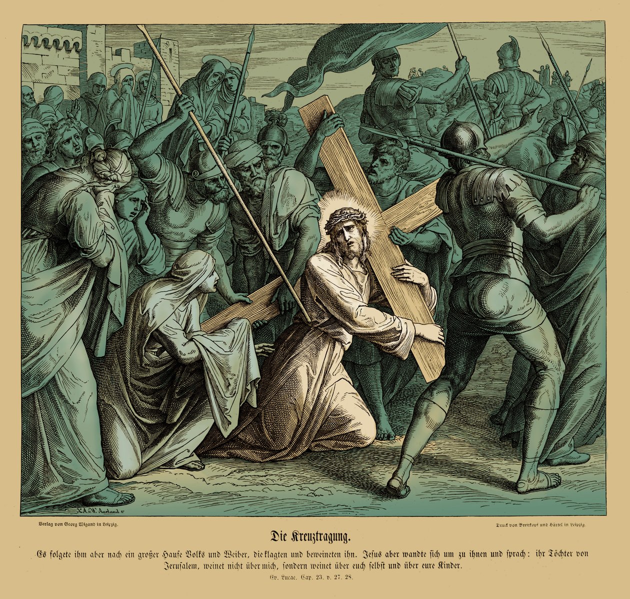 Jesus trägt das Kreuz, Evangelium nach Lukas von Julius Schnorr von Carolsfeld