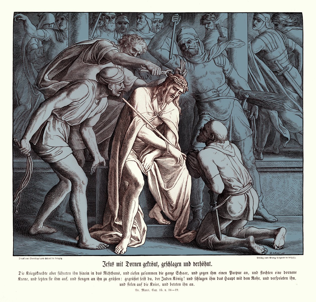 Jesus wird mit einer Dornenkrone gekrönt, Evangelium nach Markus von Julius Schnorr von Carolsfeld