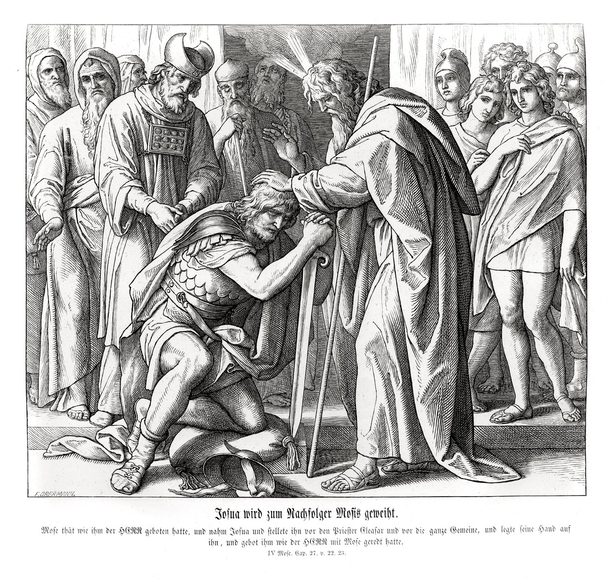 Josua wird als Nachfolger Moses ernannt, Numeri von Julius Schnorr von Carolsfeld