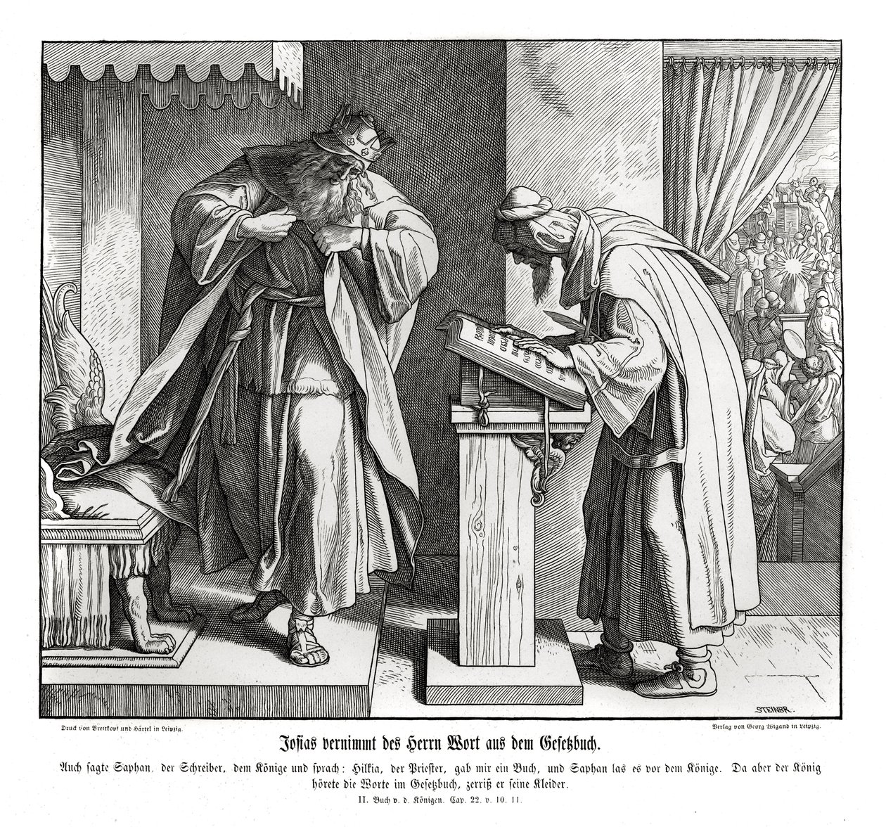 Josia hört das Gesetzeswort, 2. Könige von Julius Schnorr von Carolsfeld