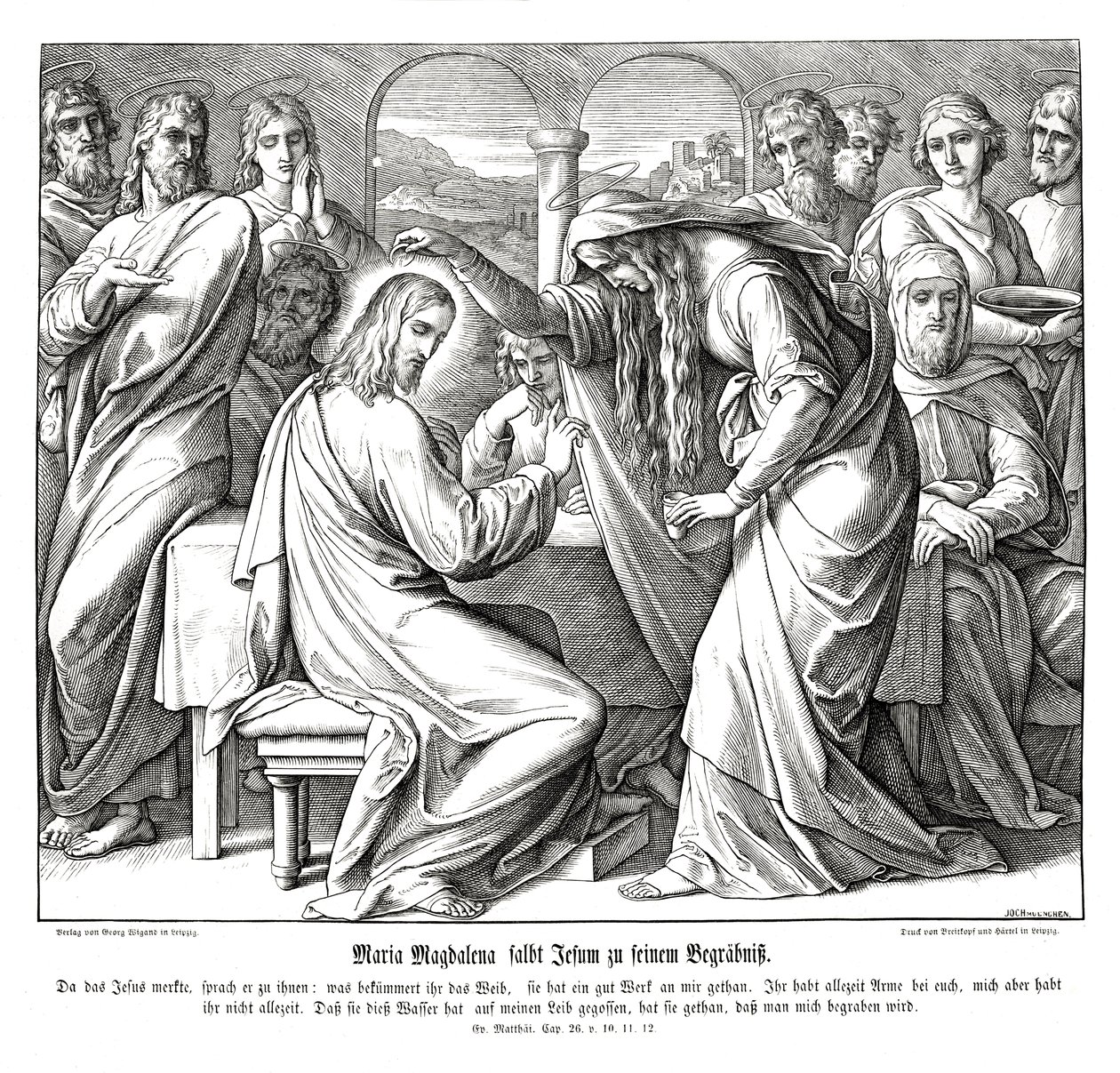 Maria Magdalena salbt Jesus, Evangelium nach Matthäus von Julius Schnorr von Carolsfeld
