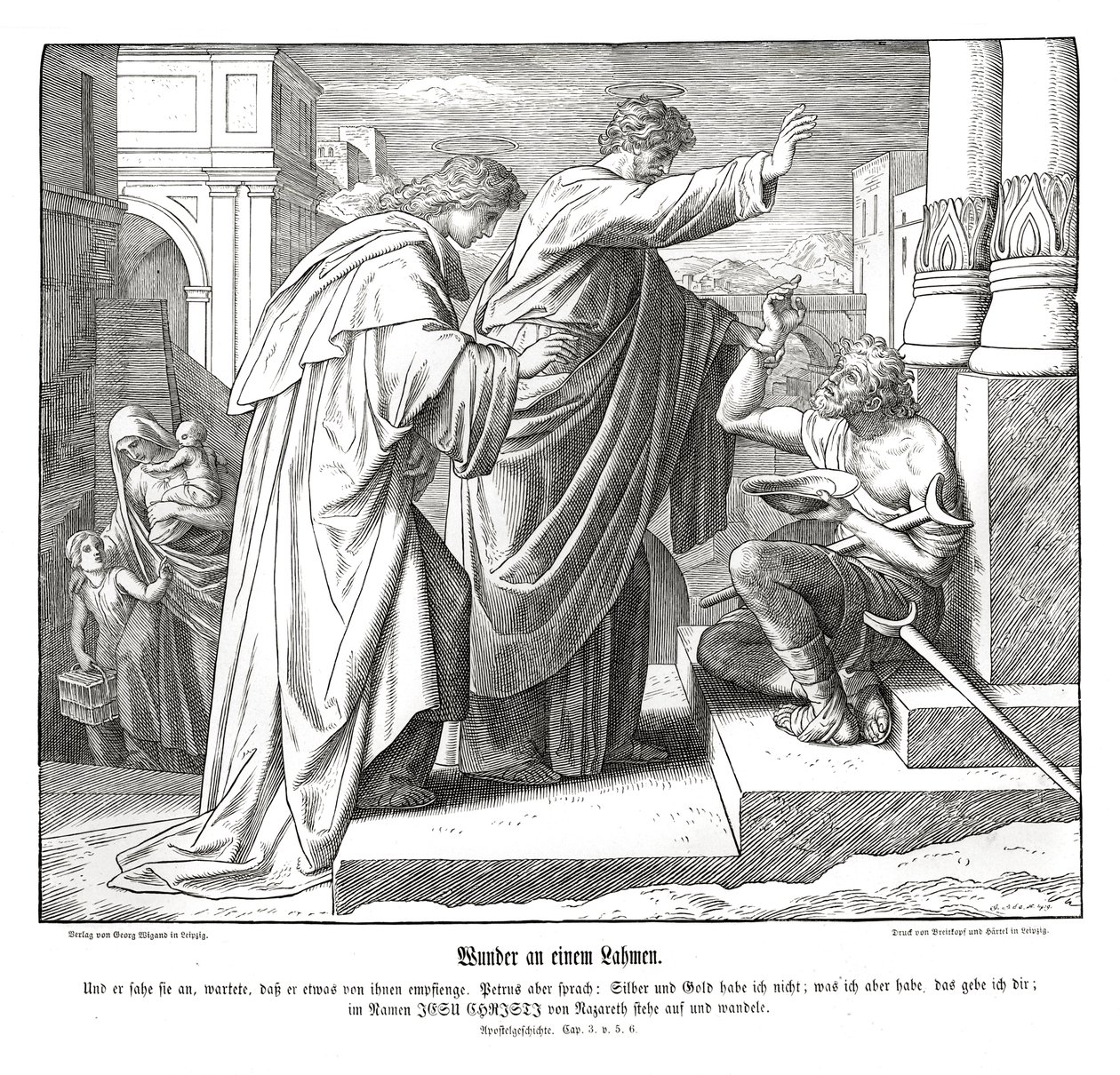 Wunder des Lahmen, Apostelgeschichte von Julius Schnorr von Carolsfeld