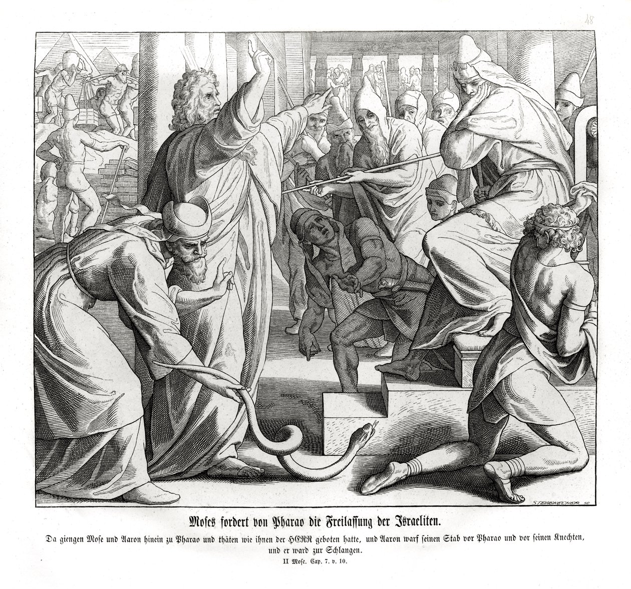 Mose fordert die Befreiung der Israeliten, Exodus von Julius Schnorr von Carolsfeld