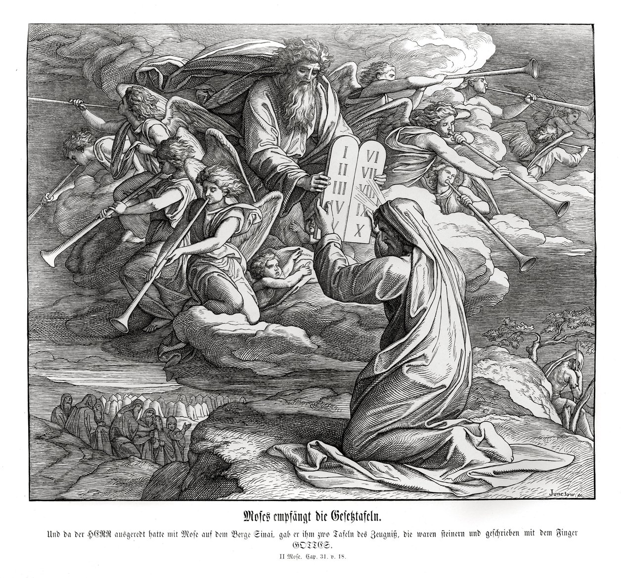 Moses empfängt die Gebote, Exodus von Julius Schnorr von Carolsfeld