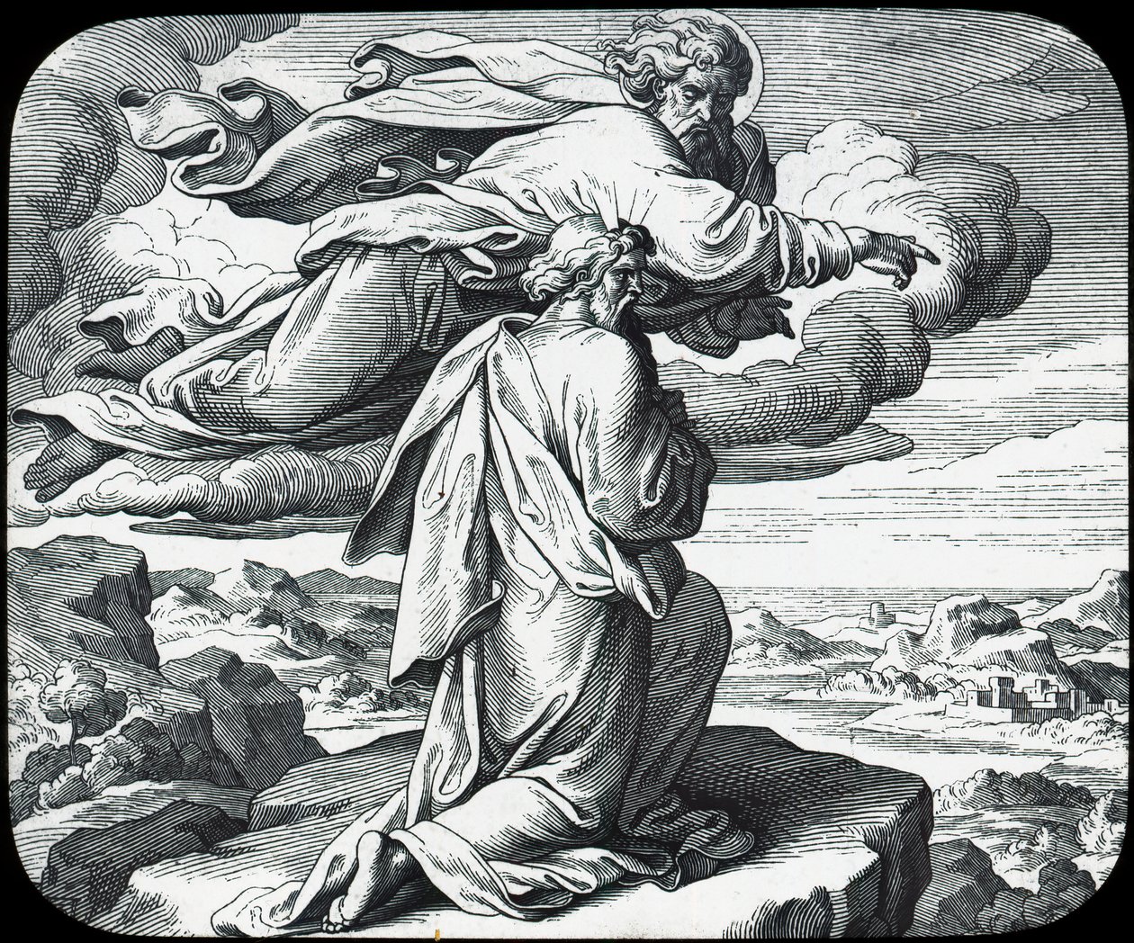 Moses sieht das Land Israel, 19. Jahrhundert von Julius Schnorr von Carolsfeld