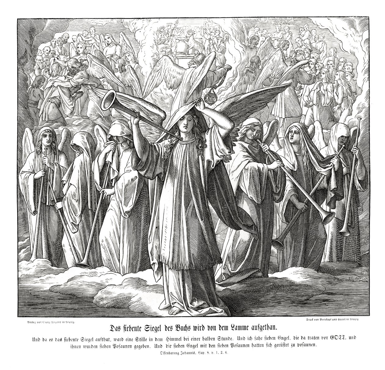 Öffnung des siebten Siegels durch das Lamm, Offenbarung von Julius Schnorr von Carolsfeld