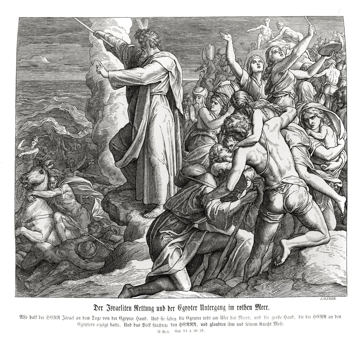Teilung des Roten Meeres, Exodus von Julius Schnorr von Carolsfeld