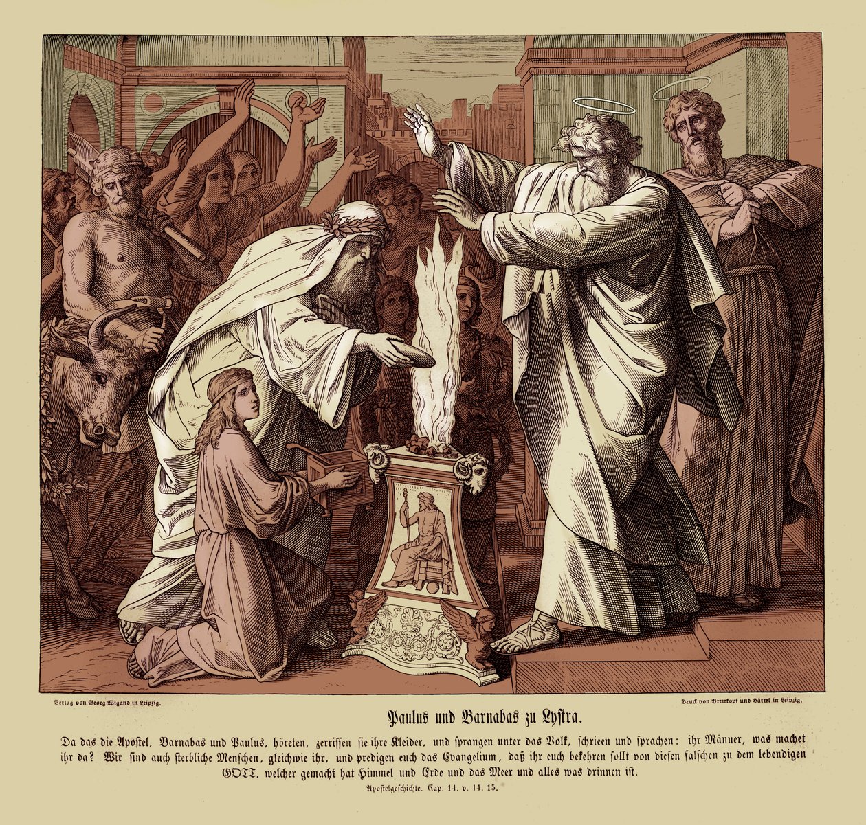 Paulus und Barnabas in Lystra, Apostelgeschichte von Julius Schnorr von Carolsfeld