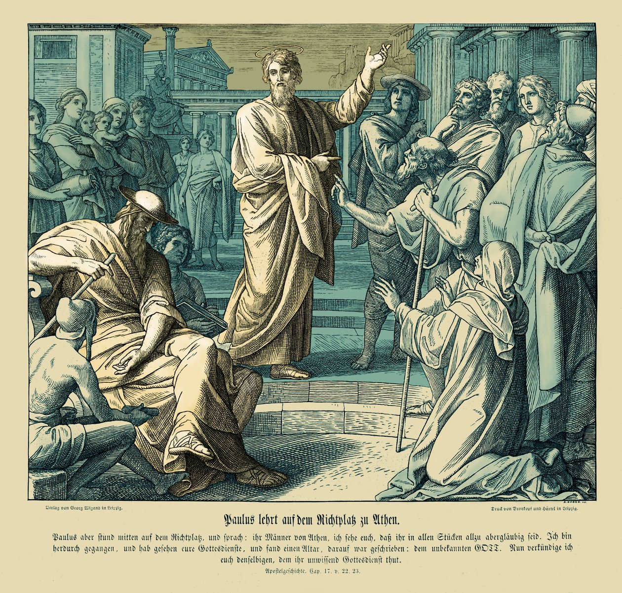 Paulus predigt in Athen, Apostelgeschichte von Julius Schnorr von Carolsfeld