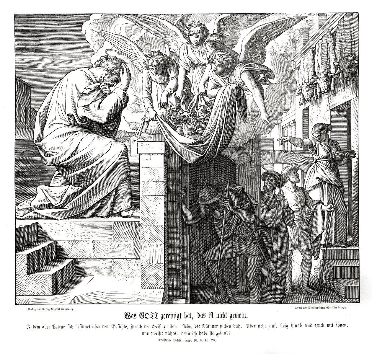 Petrus und die Männer des Kornelius, Apostelgeschichte von Julius Schnorr von Carolsfeld