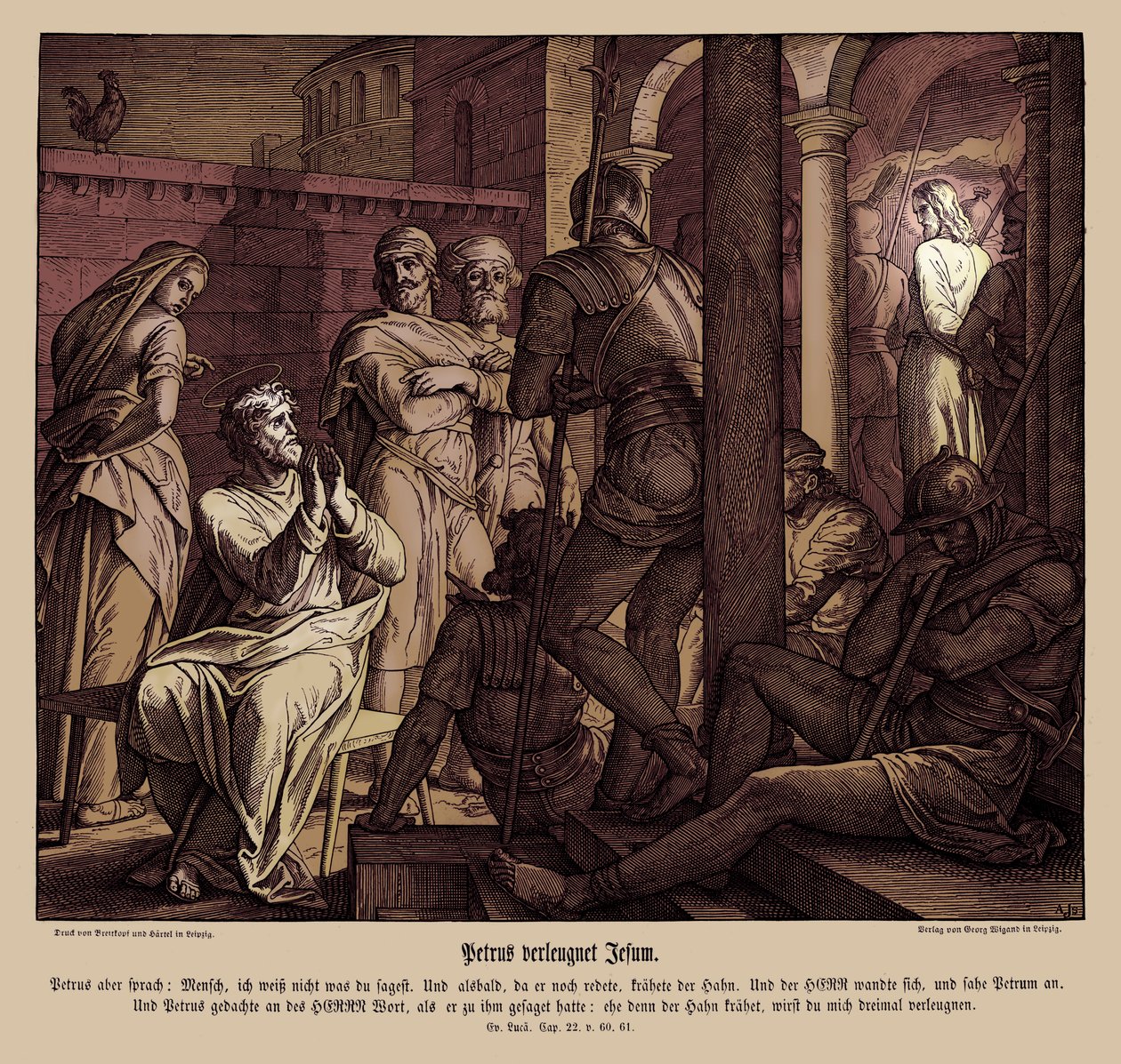Petrus verleugnet Jesus, Evangelium nach Lukas von Julius Schnorr von Carolsfeld