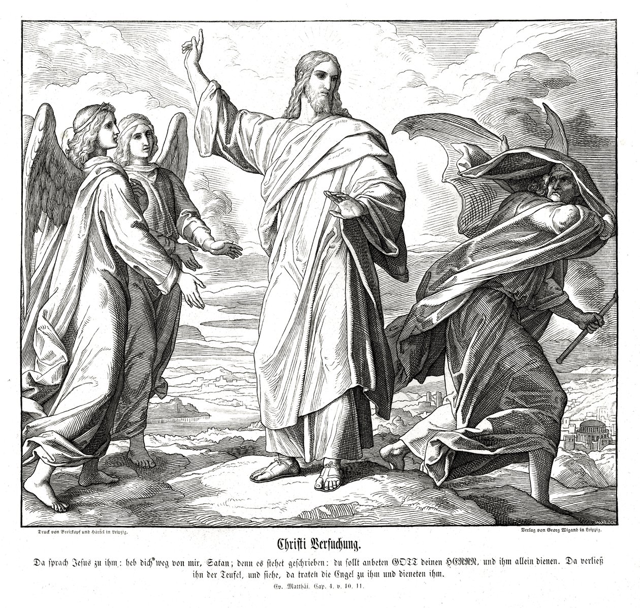 Die Versuchung Christi, Evangelium nach Matthäus von Julius Schnorr von Carolsfeld