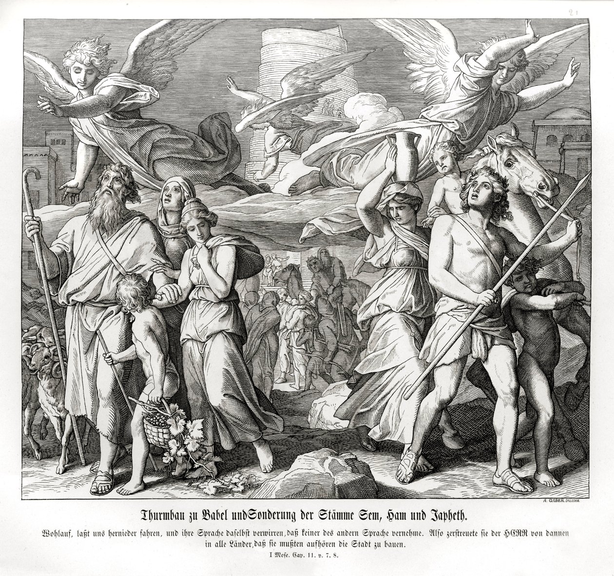 Der Turmbau zu Babel, Genesis von Julius Schnorr von Carolsfeld
