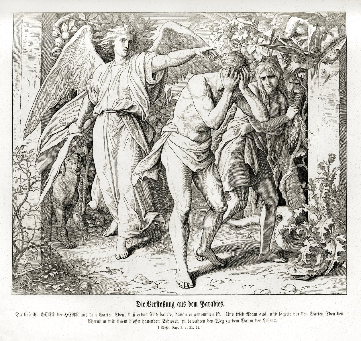 Die Vertreibung aus dem Paradies, Genesis von Julius Schnorr von Carolsfeld