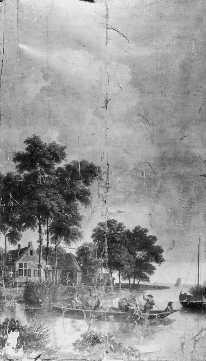 Wandbehang mit holländischer Landschaft aus dem Saal von Keizersgracht 121 von Jurriaan Andriessen