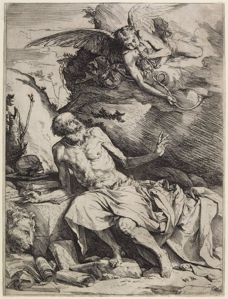 Heiliger Hieronymus hört die Posaune des Jüngsten Gerichts, ca. 1621 von Jusepe de Ribera
