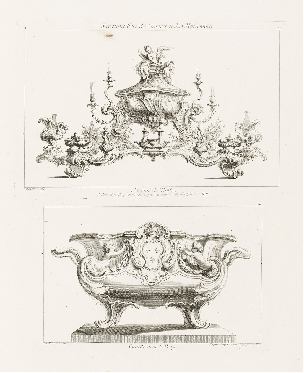 Neuvième Livre des Oeuvres de J.A. Meissonnier, Surtout de Table (Neunte Serie von Werken von J.A. Meissonnier) von Juste Aurèle Meissonnier