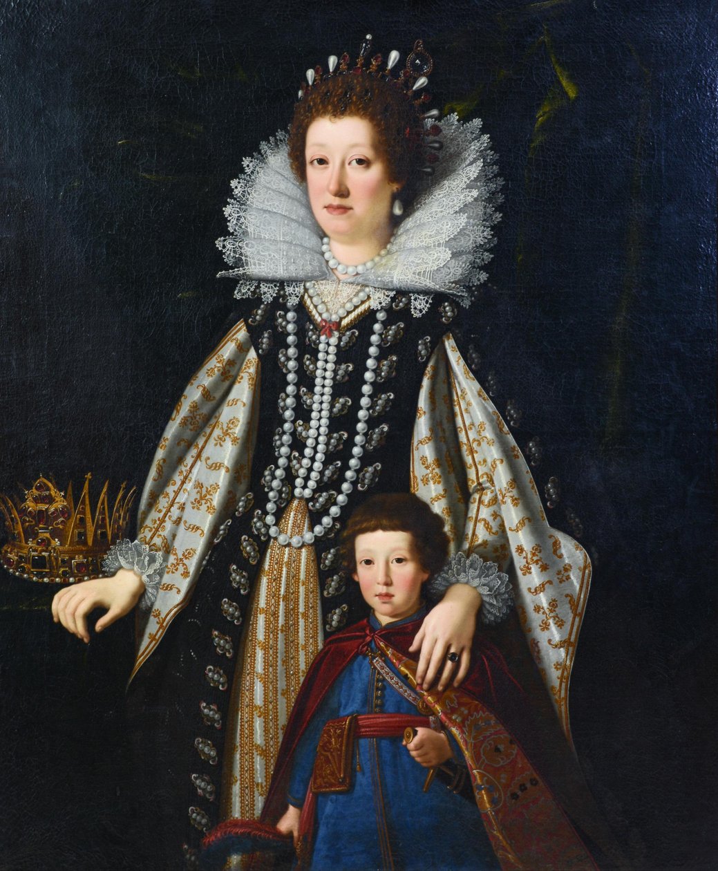 Porträt von Maria Maddalena von Österreich und ihrem Sohn Ferdinando in ...