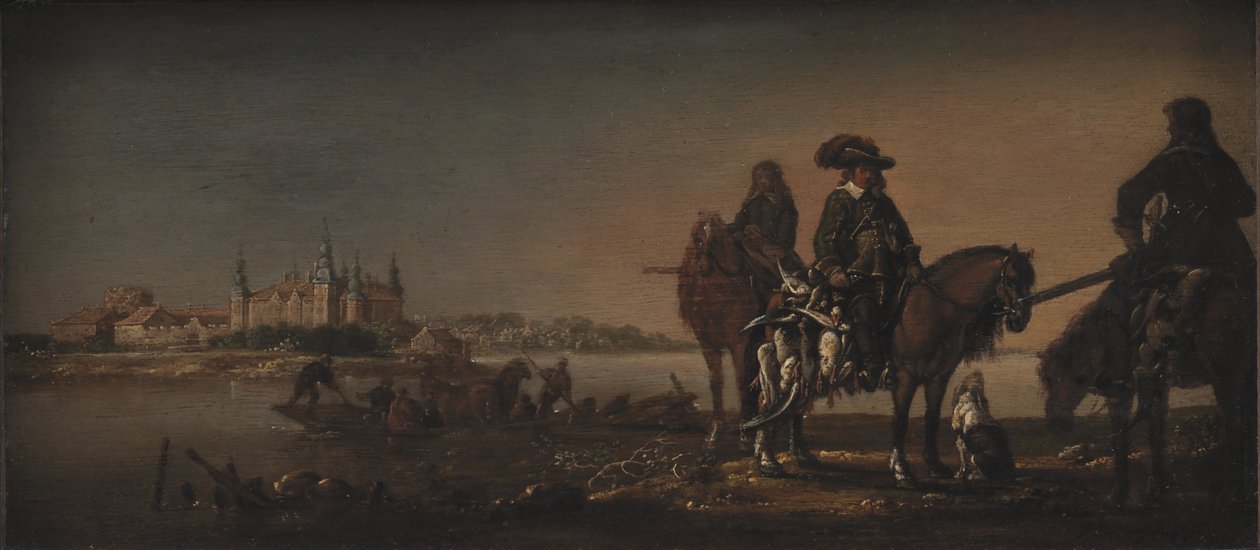 Prinz Christian, der Thronfolger, jagt Enten am Schloss Nykøbing von KMS 1530 Monogrammist A.M.