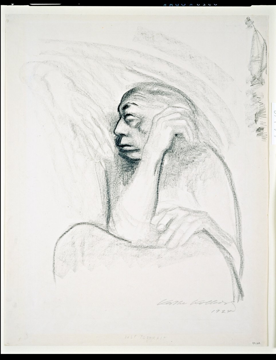 Selbstporträt mit der Hand des Todes, 1924 von Käthe Kollwitz