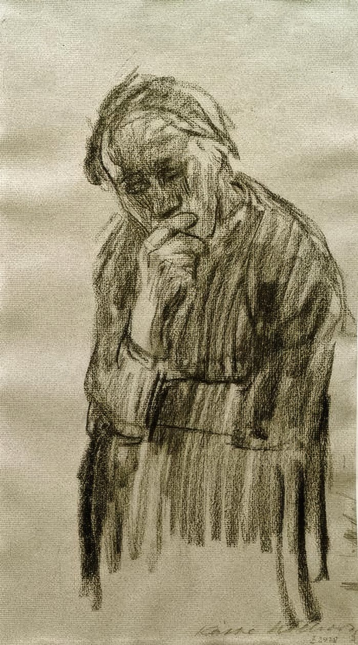 Stehende Frau, den Kopf in die rechte Hand gestützt von Käthe Kollwitz