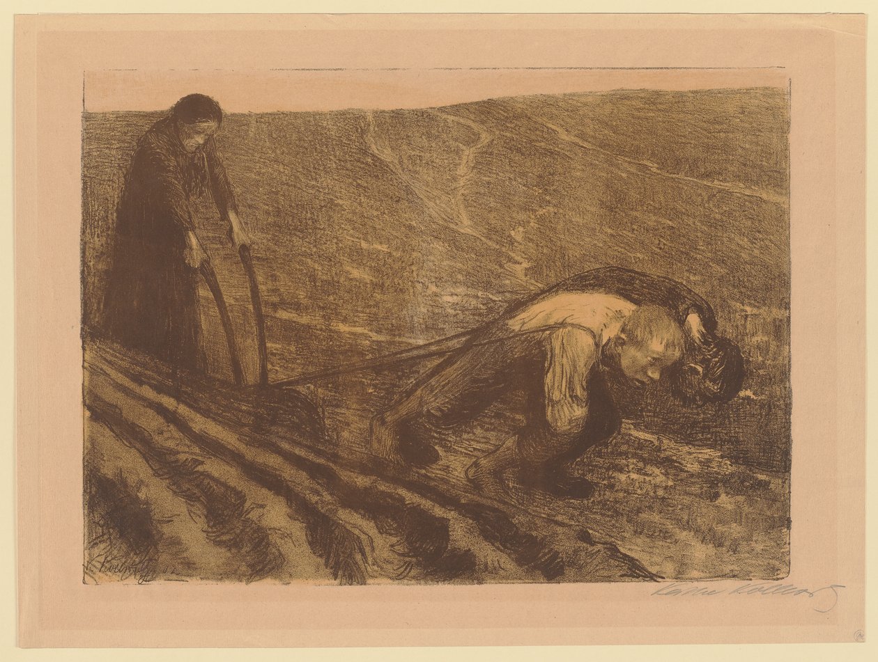 Verworfene zweite Fassung des ersten Blattes aus dem Zyklus Bauernkrieg von Käthe Kollwitz