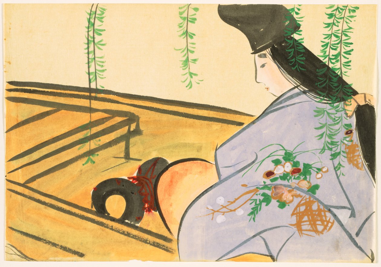 Blumen von hundert Welten (Momoyogusa): Asazuma in ihrem Boot (Asazuma-bune) von Kamisaka Sekka