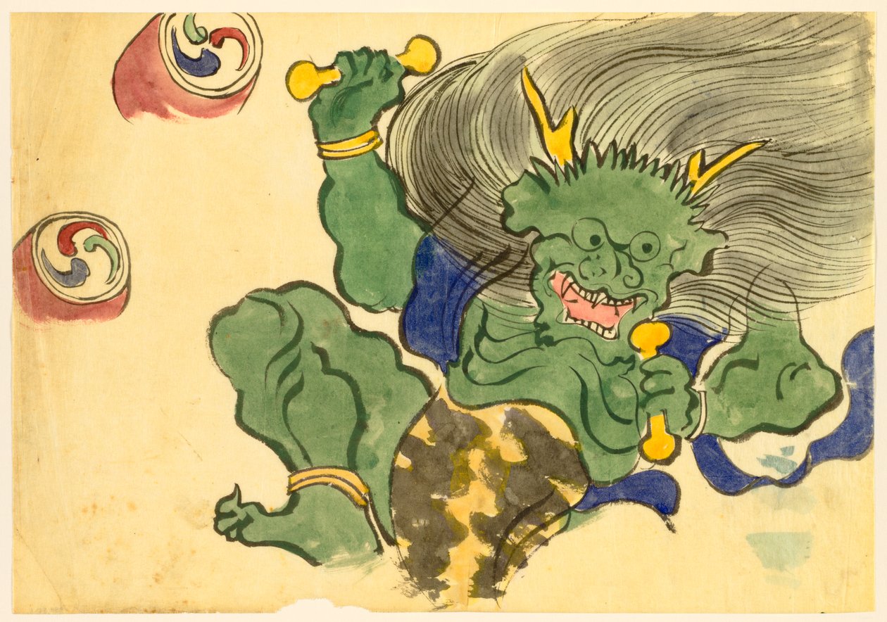 Blumen von hundert Welten (Momoyogusa): Donnergott (Raijin) von Kamisaka Sekka
